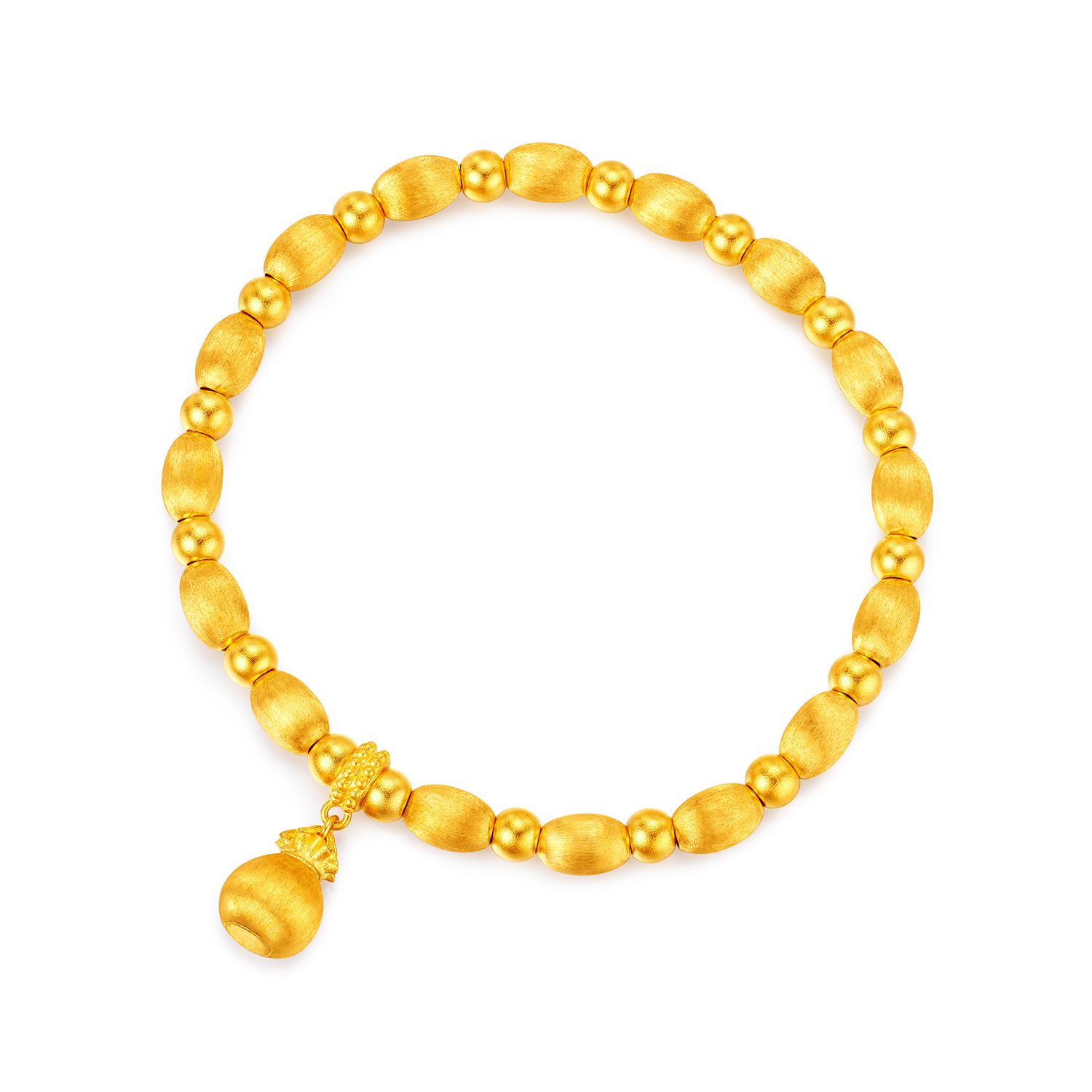 六福珠宝福袋黄金手链女5G丝绒金手工拉丝金珠手串计价L19G0005DS【1V1直播看货】