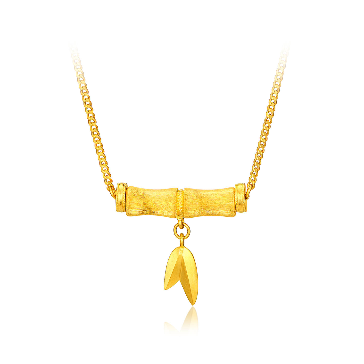 六福珠宝福满传家东方竹韵黄金项链手工拉丝足金竹节计价033808na