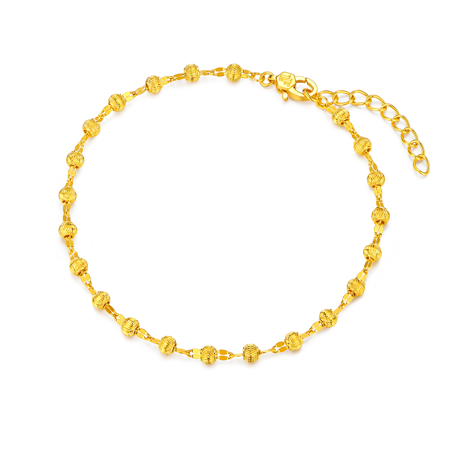 六福珠宝光影金猫眼金珠黄金手链女嘴唇链足金首饰计价HEG0050DS