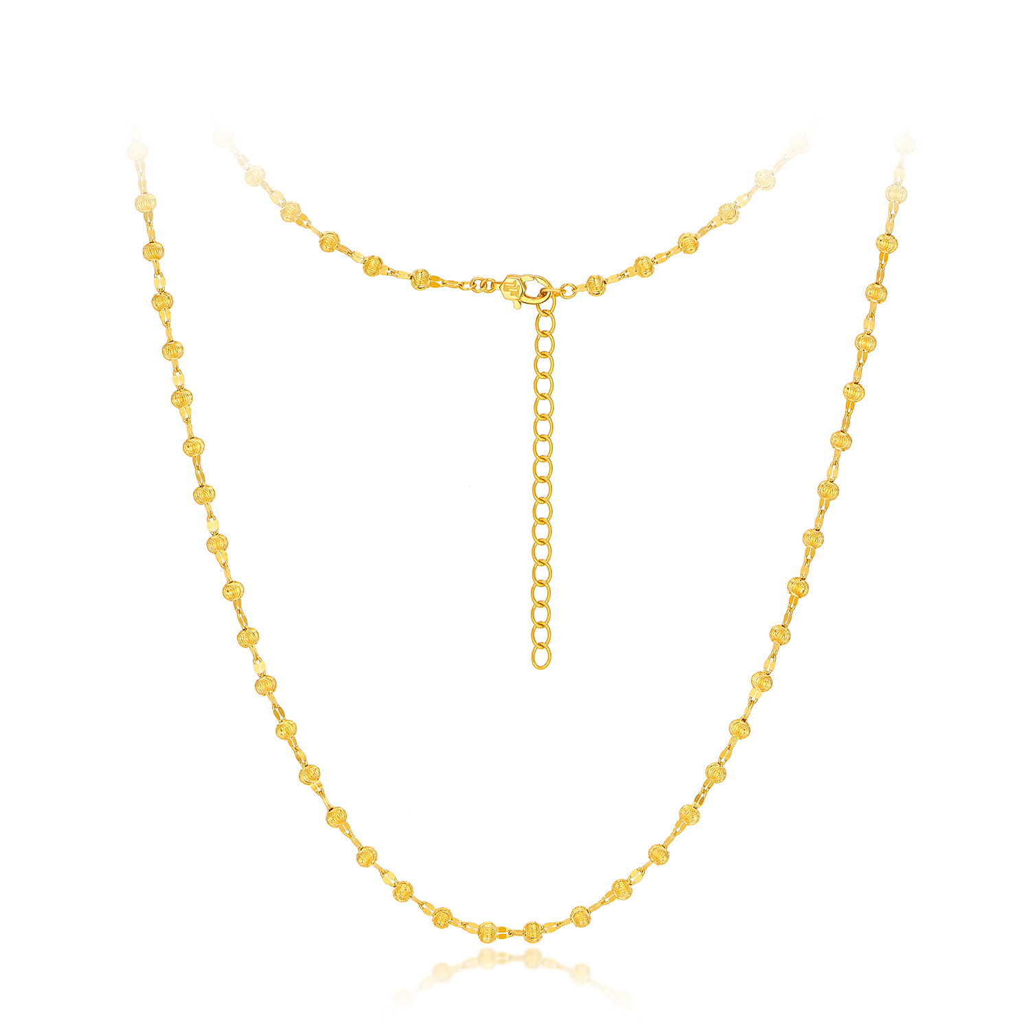 【店庆特惠】六福珠宝光影金猫眼金珠黄金项链女嘴唇链足金素链计价HEG0051DS【1V1直播看货】