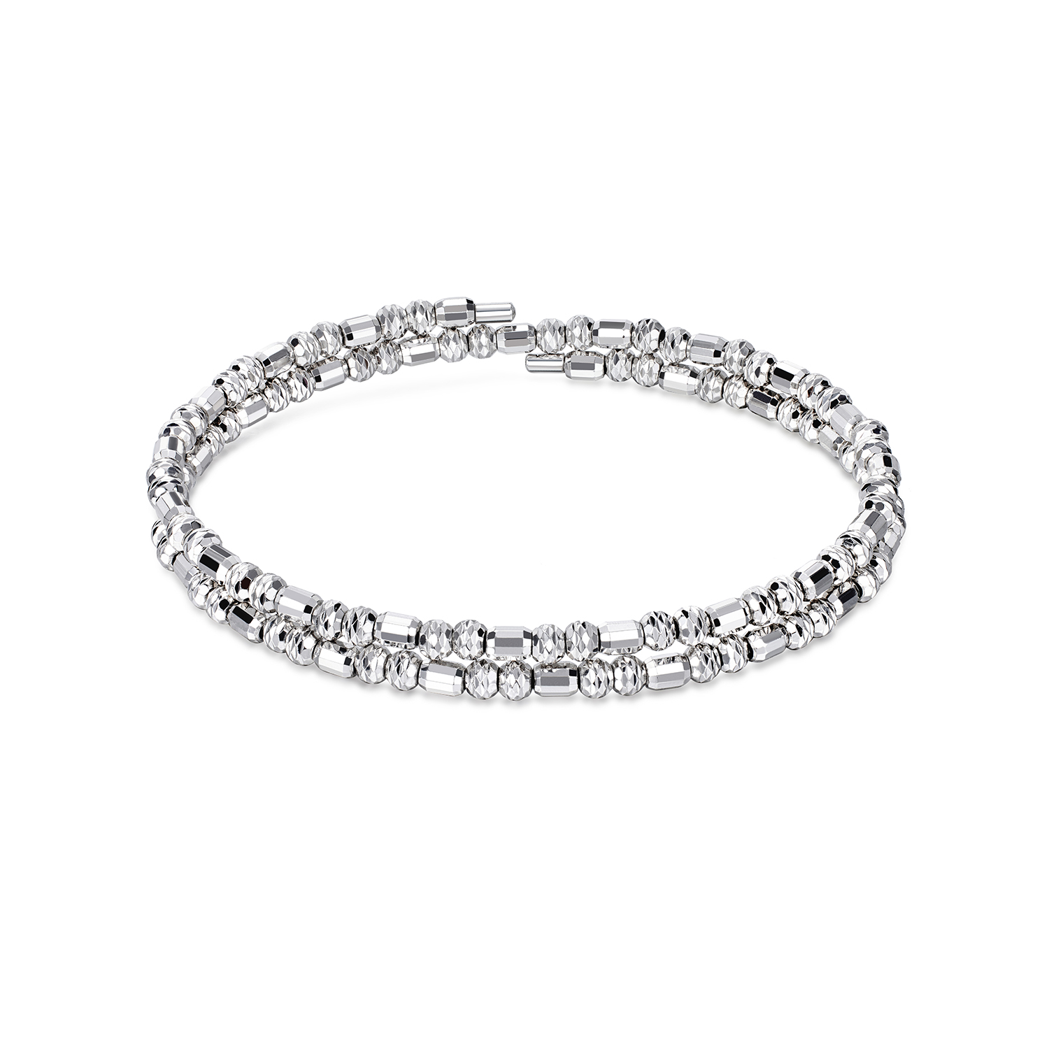 六福珠宝漫天星辰铂金手镯子铂950双圈弹力白金手链计价HEP0005DS【1V1直播看货】