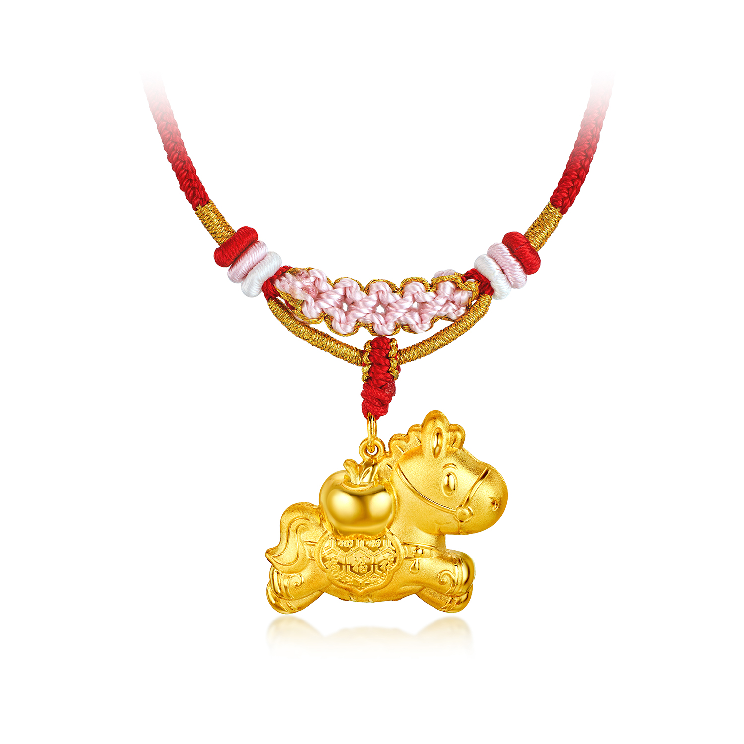 【店庆特惠】六福珠宝如意小福马锁包黄金项链吊坠宝宝生肖马计价033704PA-A【联系客服补货】