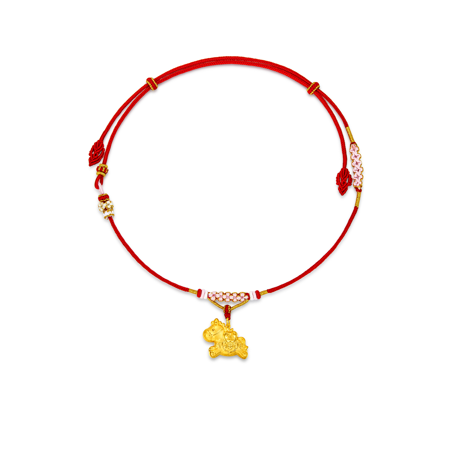 【店庆特惠】六福珠宝如意小福马锁包黄金项链吊坠宝宝生肖马计价033704PA-A【联系客服补货】