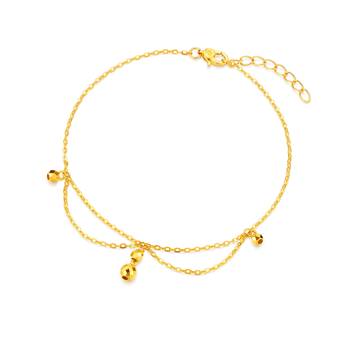 六福珠宝仙女小金珠黄金手链女款双层手链足金挂坠计价GJG0167DS