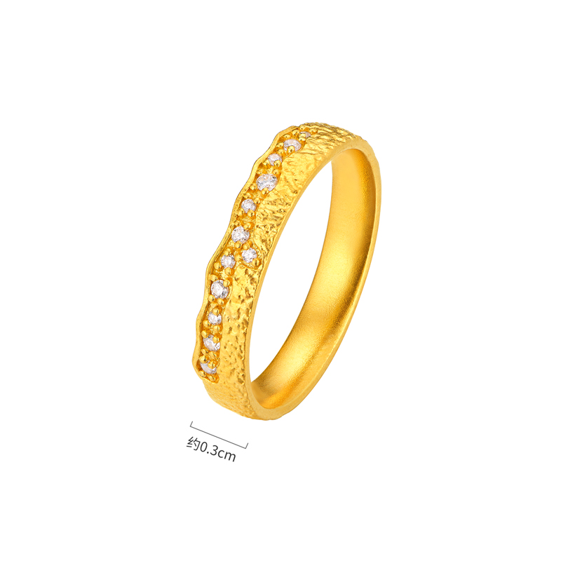 六福珠宝福满传家银河繁星黄金戒指实心女足金钻石戒指FXA0011DS