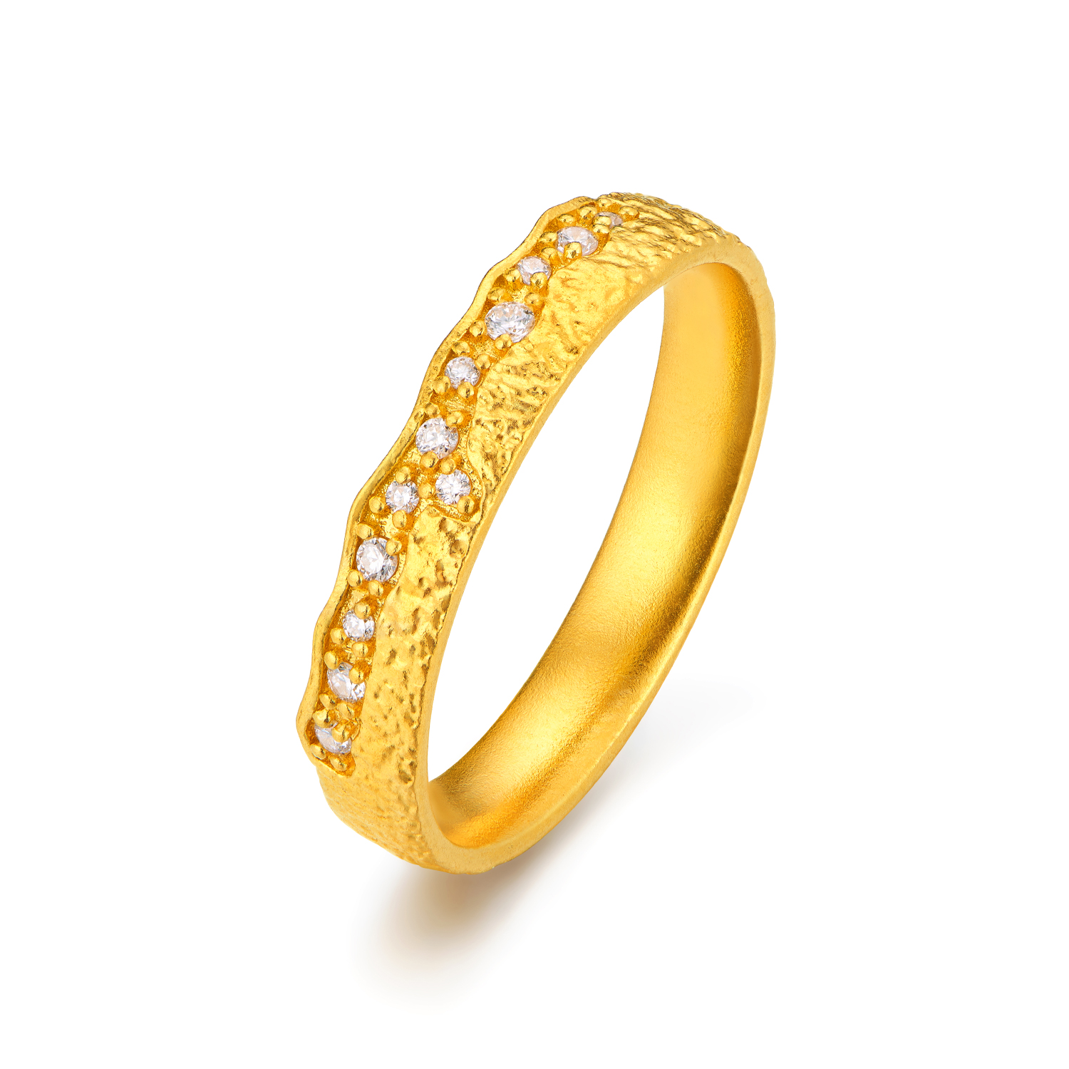 六福珠宝福满传家银河繁星黄金戒指实心女足金钻石戒指FXA0011DS