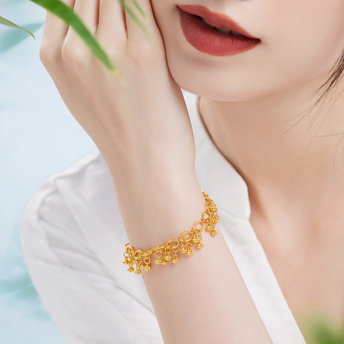 六福珠宝福满传家硕果累累黄金手链女款足金首饰计价F58TBGB0004【联系客服补货】