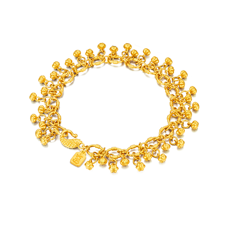 六福珠宝福满传家硕果累累黄金手链女款足金首饰计价F58TBGB0004【联系客服补货】
