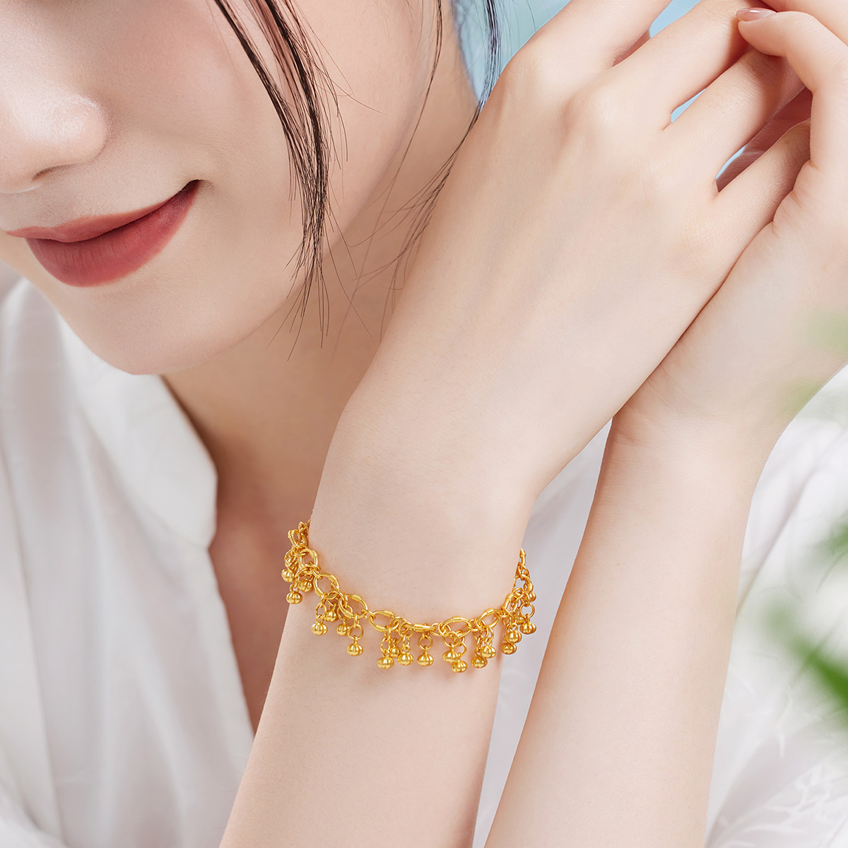 六福珠宝福满传家硕果累累黄金手链女款足金首饰计价F58TBGB0004【联系客服补货】