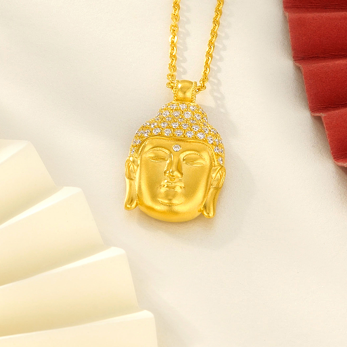 六福珠宝福满传家佛造型黄金项链女足金吊坠套链定价L35A1TBN0012【联系客服补货】【视频看货】