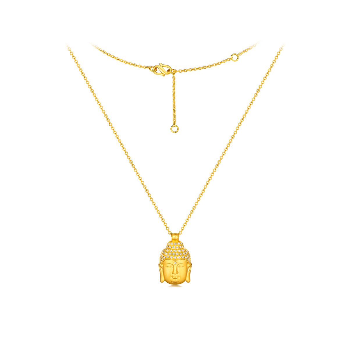 六福珠宝福满传家佛造型黄金项链女足金吊坠套链定价L35A1TBN0012【联系客服补货】【视频看货】