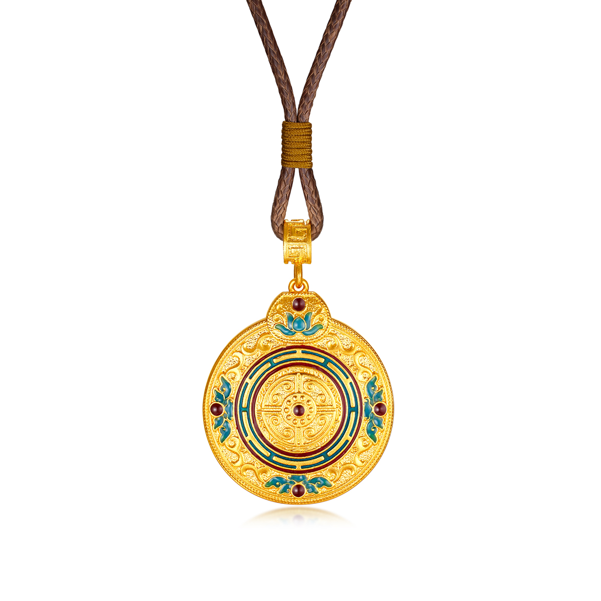 六福珠宝福满传家如意算盘黄金吊坠女圆牌金挂坠计价L17TBGP0003【联系客服补货】【视频看货】