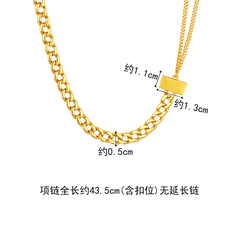 六福珠宝T焰金系列足金古巴链黄金项链锁骨链素链送礼计价009952NA【联系客服补货】