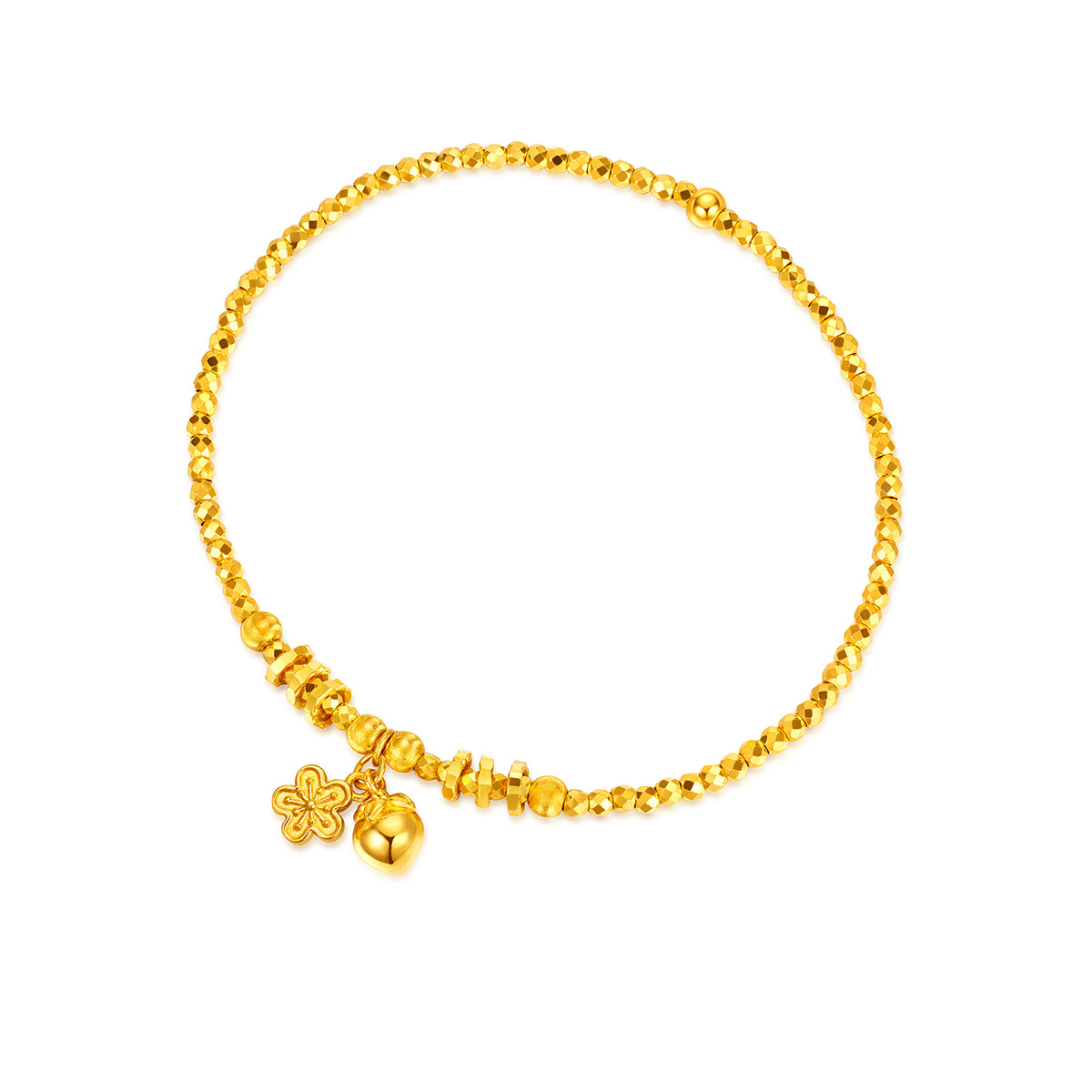 【店庆特惠】六福珠宝吉福元宝黄金手链女款爆闪足金蹦迪珠手串计价GJG0173DS