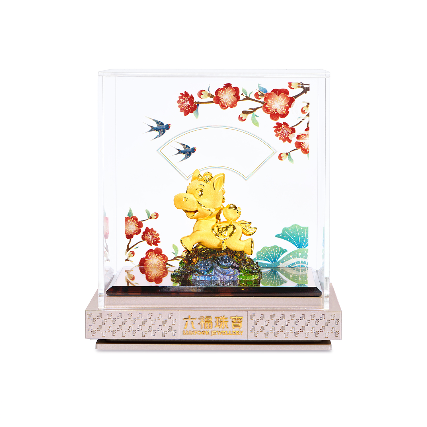 六福珠宝财富金马黄金摆件工艺品收藏足金生肖马年送礼计价D4077【联系客服补货】