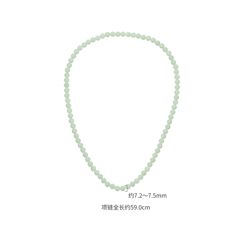 六福珠宝光面圆珠翡翠项链女日常三圈翡翠玉石手链手串F22J0003DS