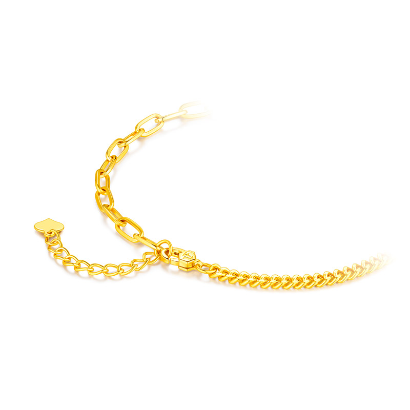 六福珠宝猪鼻子黄金手链女AB链身时尚足金手链计价007453BA【联系客服补货】