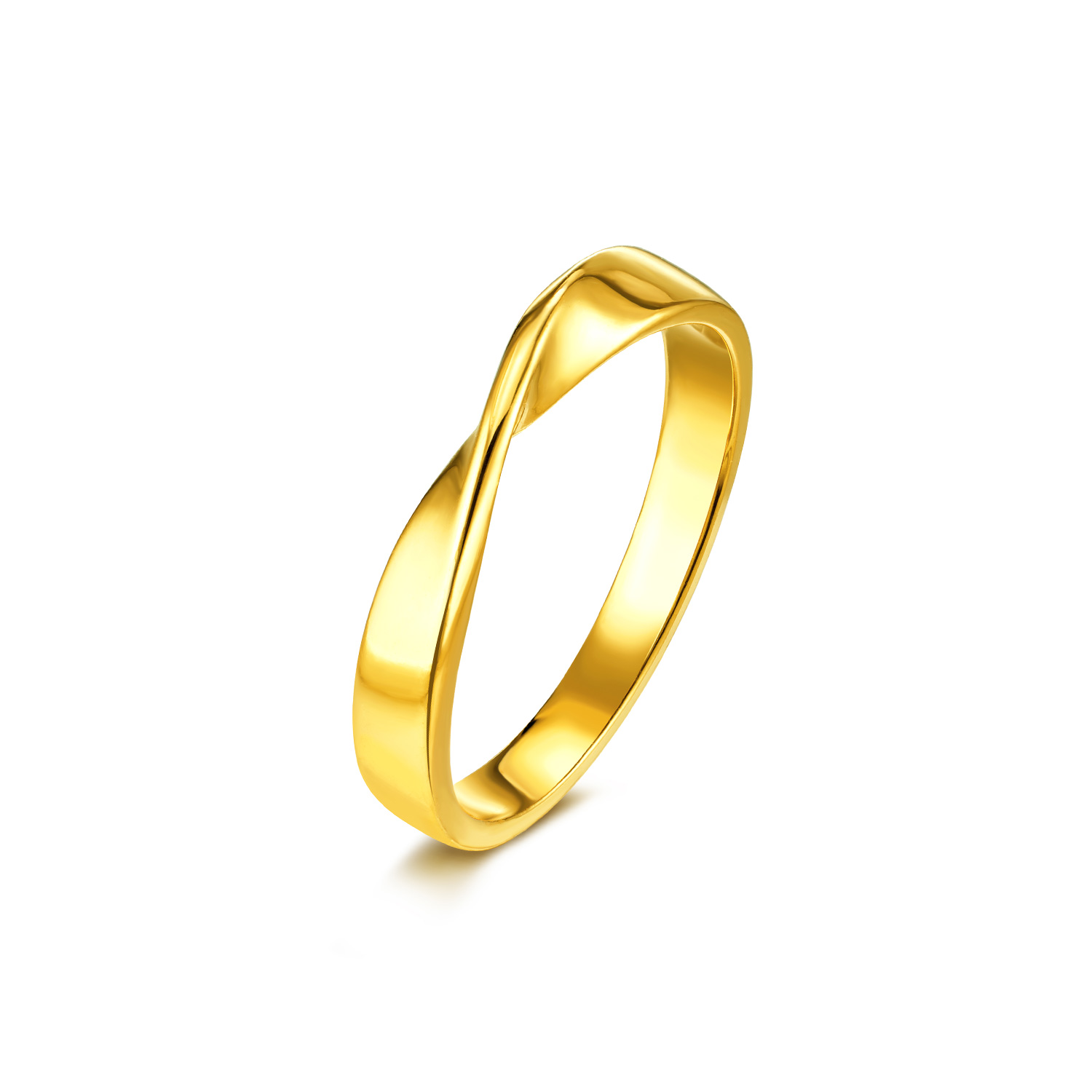 六福珠宝爱无限黄金戒指实心素金纽结情侣对戒男女计价L04G0003DS