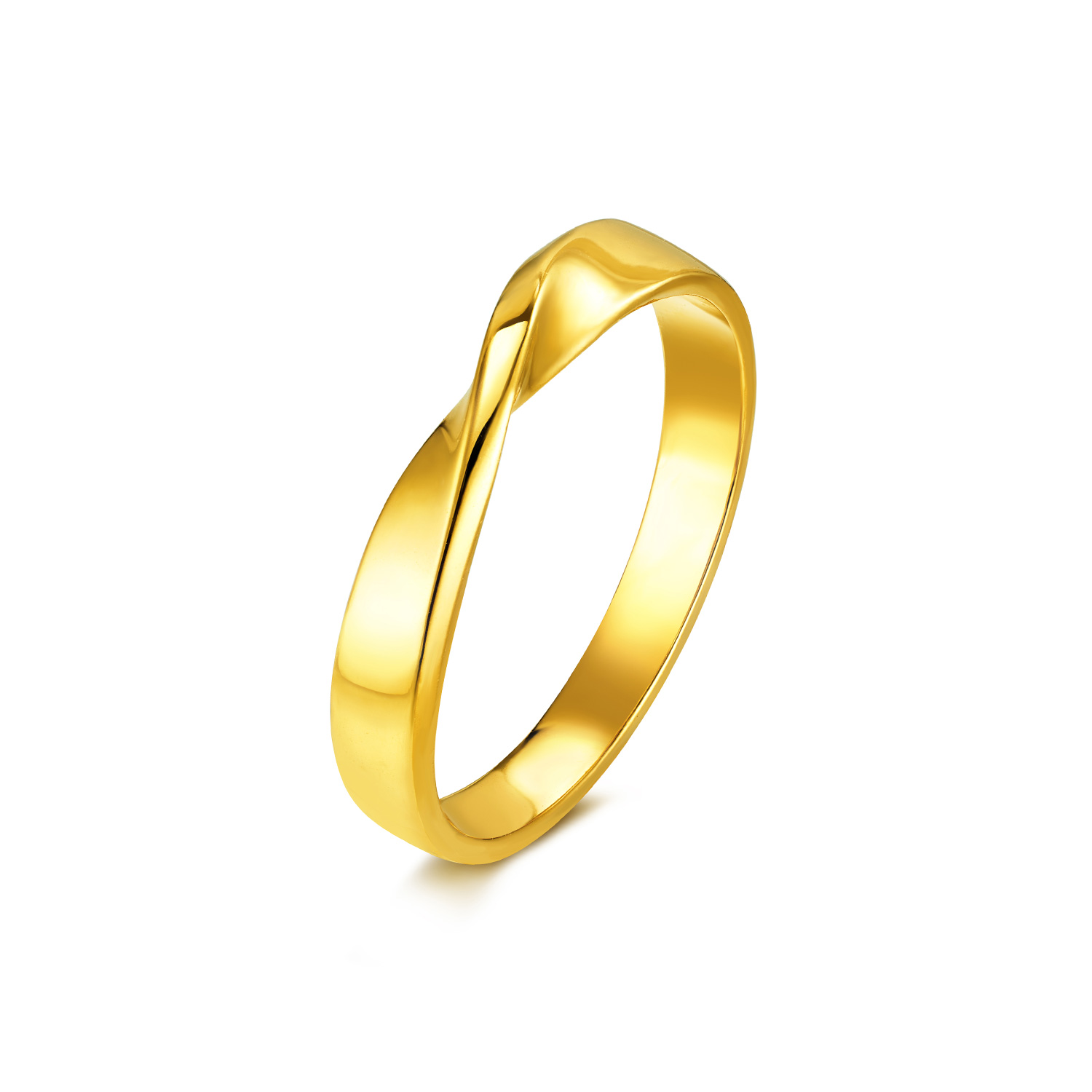 六福珠宝爱无限黄金戒指实心素金纽结情侣对戒男女计价L04G0003DS