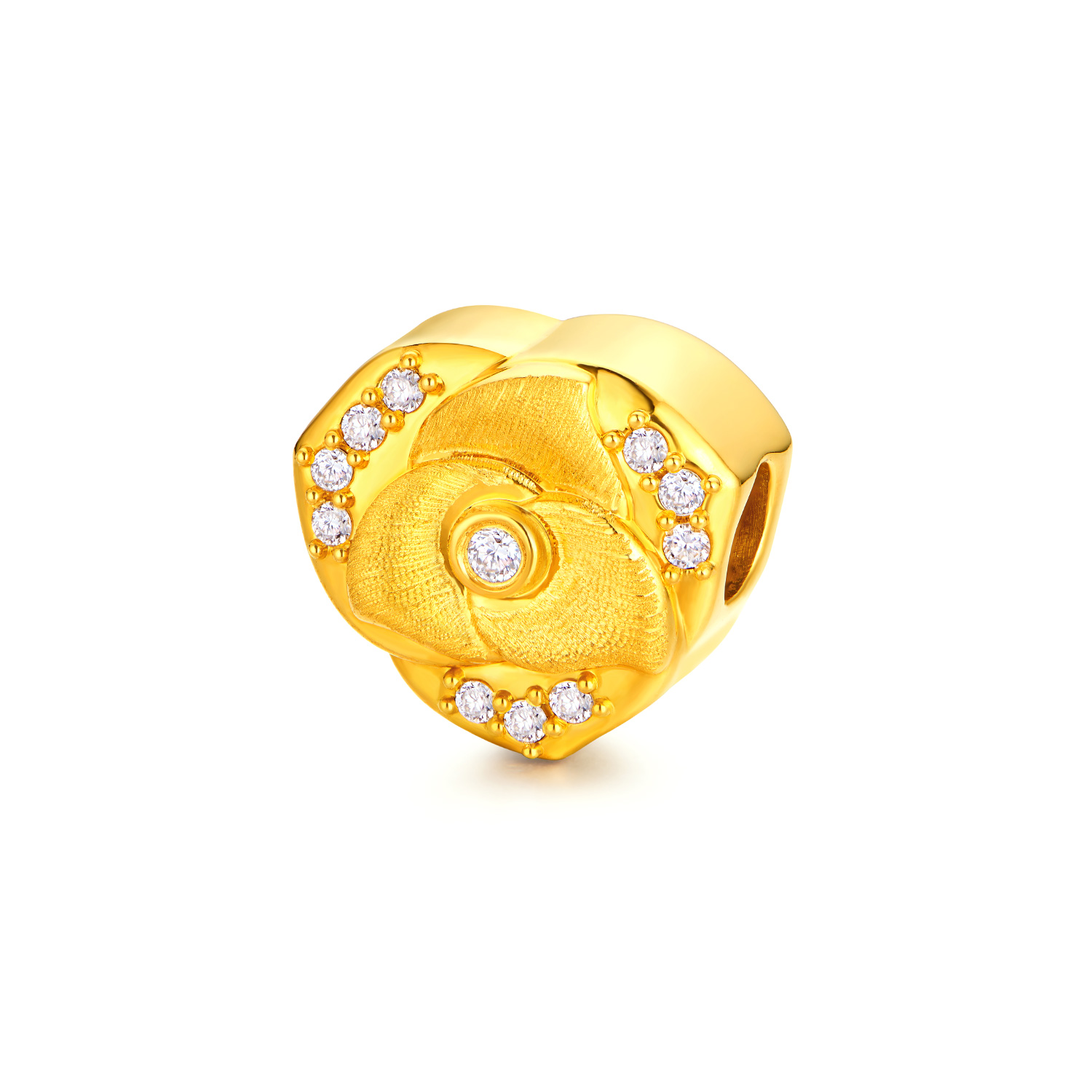 【25日上新】六福珠宝花景系列黄金足金钻石手工拉丝DIY转运珠女款FRA0006DS