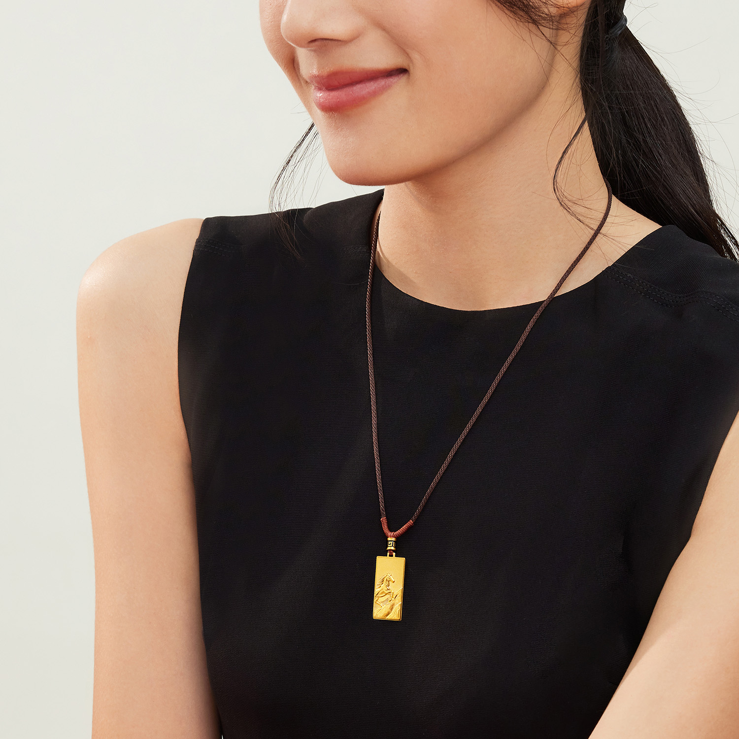 六福珠宝福满传家马跃前程黄金项链吊坠男女生肖马计价ERG0011DS【1V1直播看货】