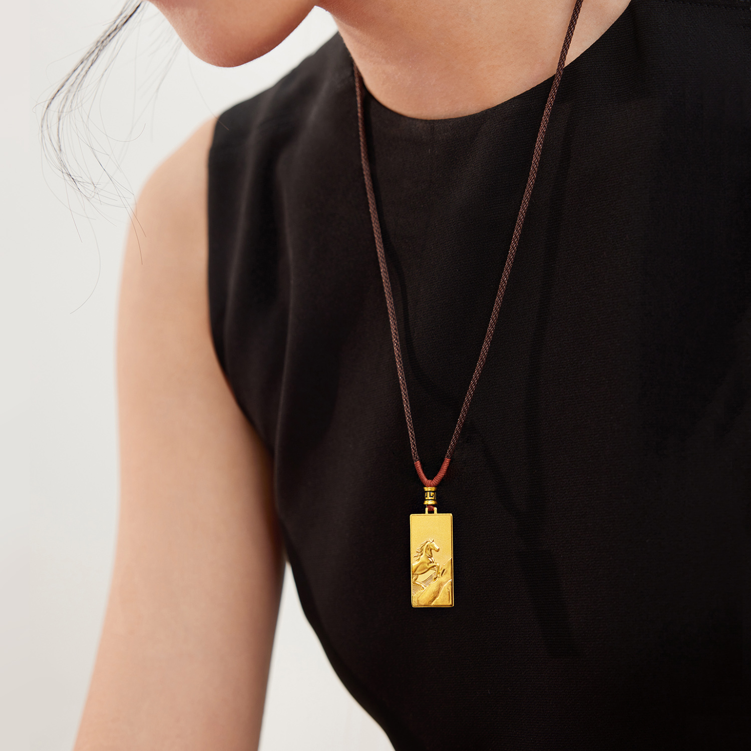 六福珠宝福满传家马跃前程黄金项链吊坠男女生肖马计价ERG0011DS【1V1直播看货】