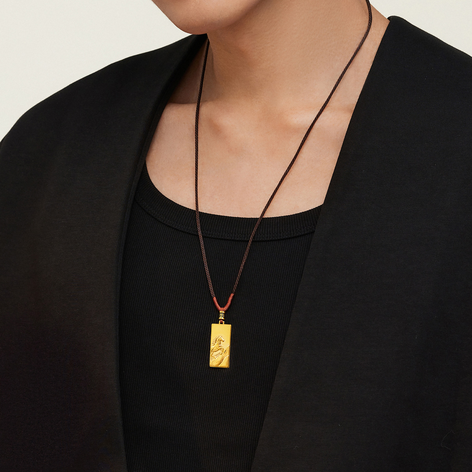 六福珠宝福满传家马跃前程黄金项链吊坠男女生肖马计价ERG0011DS【1V1直播看货】