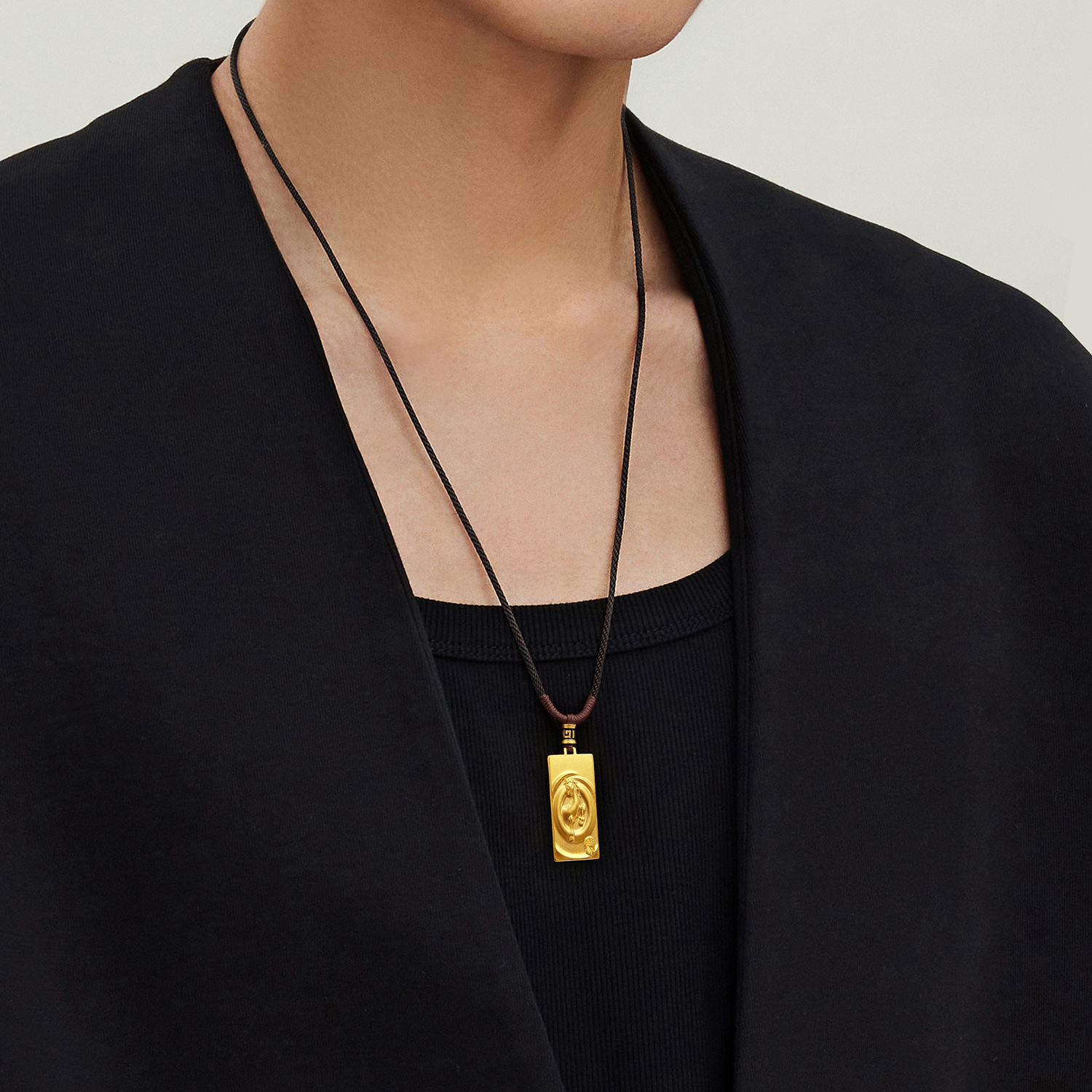 六福珠宝福满传家一马当先黄金项链吊坠男女生肖马计价ERG0012DS【1V1直播看货】