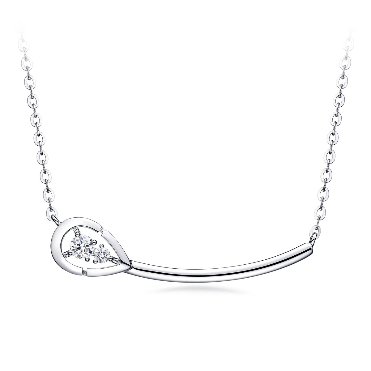 【成毅同款】六福珠宝爱很美系列18K金心动水滴钻石项链女款LB35025A【联系客服补货】