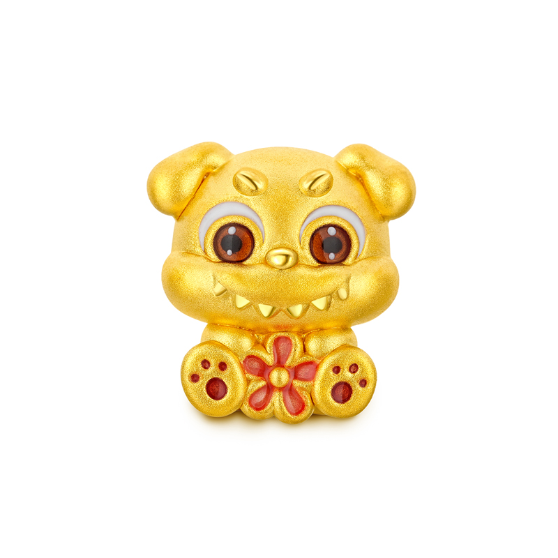 六福珠宝十二生肖奇趣萌牙黄金转运珠鎏彩马年可DIY串珠034111PA