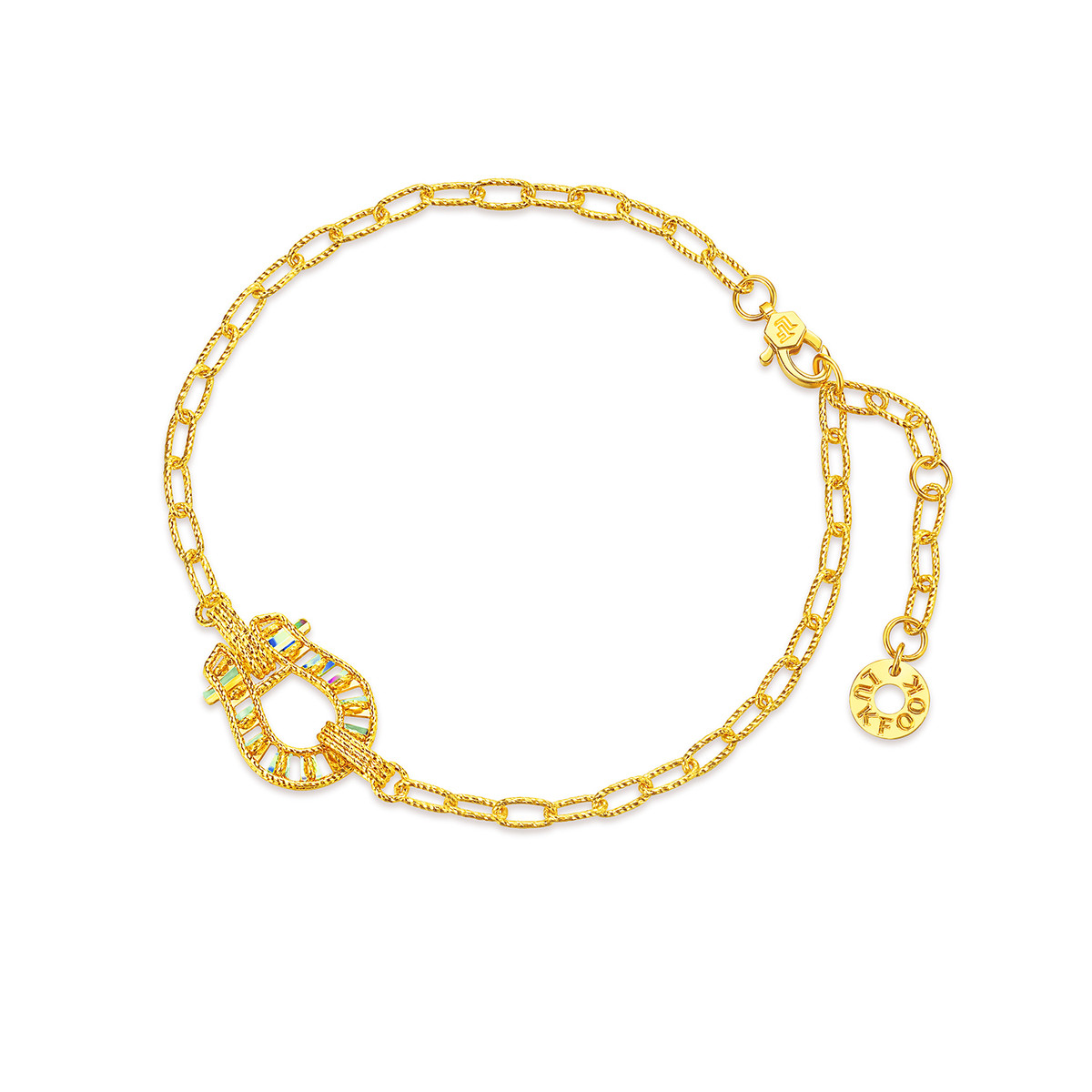 【成毅同款】六福珠宝冰·钻马蹄黄金手链女炫彩马年生肖033179BA