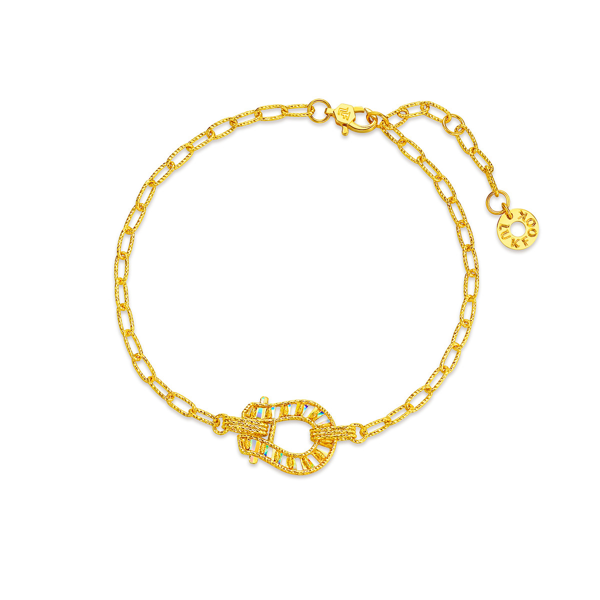 【成毅同款】六福珠宝冰·钻马蹄黄金手链女炫彩马年生肖033179BA