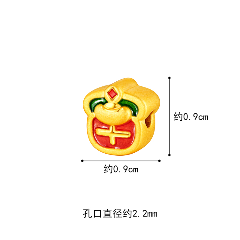 【金币兑换】六福珠宝黄金转运珠路路通DIY硬金串珠鎏彩工艺足金八方来财L07A1TBP0007