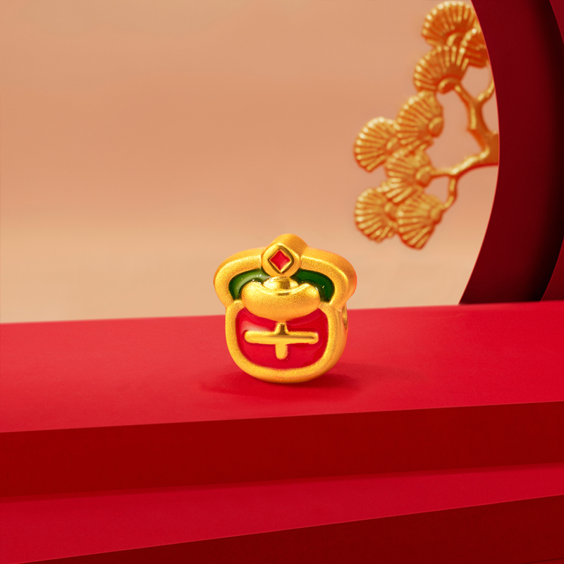 【金币兑换】六福珠宝黄金转运珠路路通DIY硬金串珠鎏彩工艺足金八方来财L07A1TBP0007