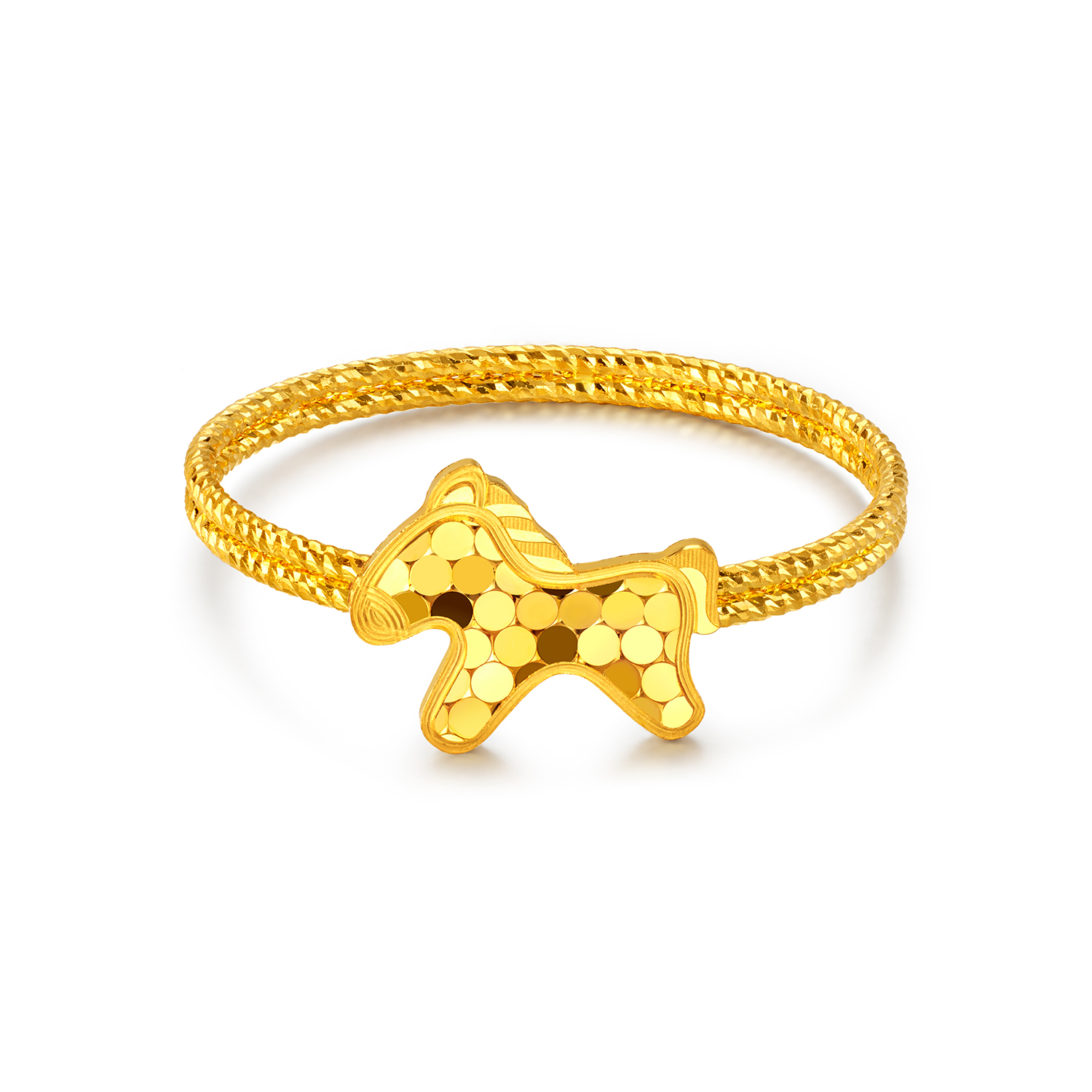 六福珠宝光影金小马驹黄金戒指女5G手工编织生肖马计价GJG0194DS 马上如愿热销新品年货