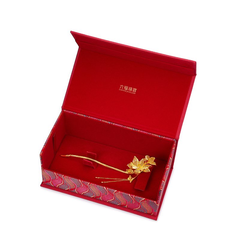 六福珠宝玉兰花开黄金发簪流苏金簪子头饰婚嫁礼计价F58TBGH0004【联系客服补货】