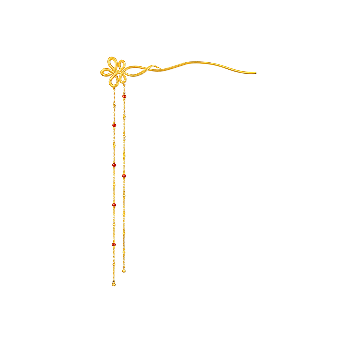 六福珠宝福满传家结缘黄金发簪女款足金发钗婚嫁三金计价009037TB【联系客服补货】