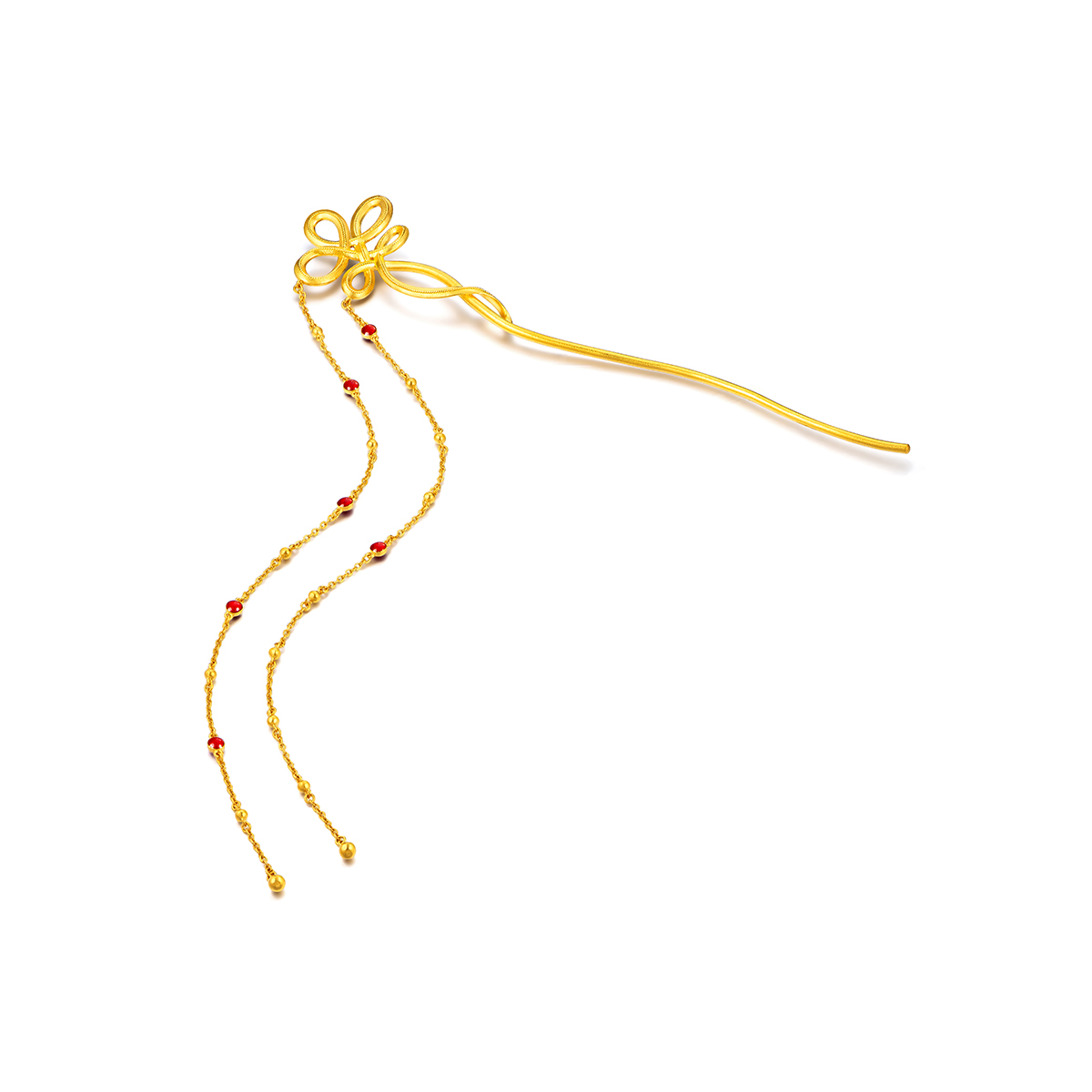 六福珠宝福满传家结缘黄金发簪女款足金发钗婚嫁三金计价009037TB【联系客服补货】