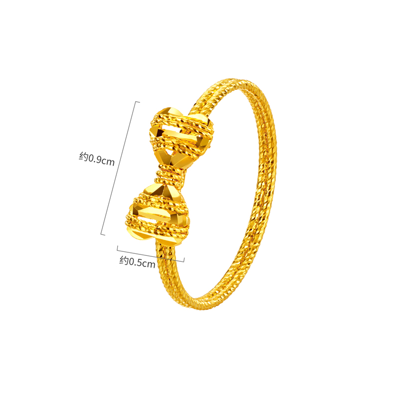 六福珠宝光影金蝴蝶结黄金戒指女款手工编织5G足金计价GJG0193DS热销新品