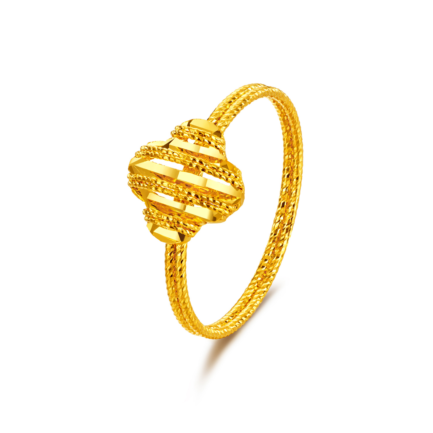 【店庆特惠】六福珠宝光影金四叶草黄金戒指女款手工编织5G足金计价GJG0187DS