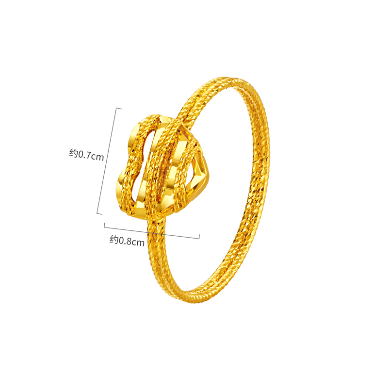 【店庆特惠】六福珠宝光影金小爱心黄金戒指女款手工编织5G足金计价GJG0185DS