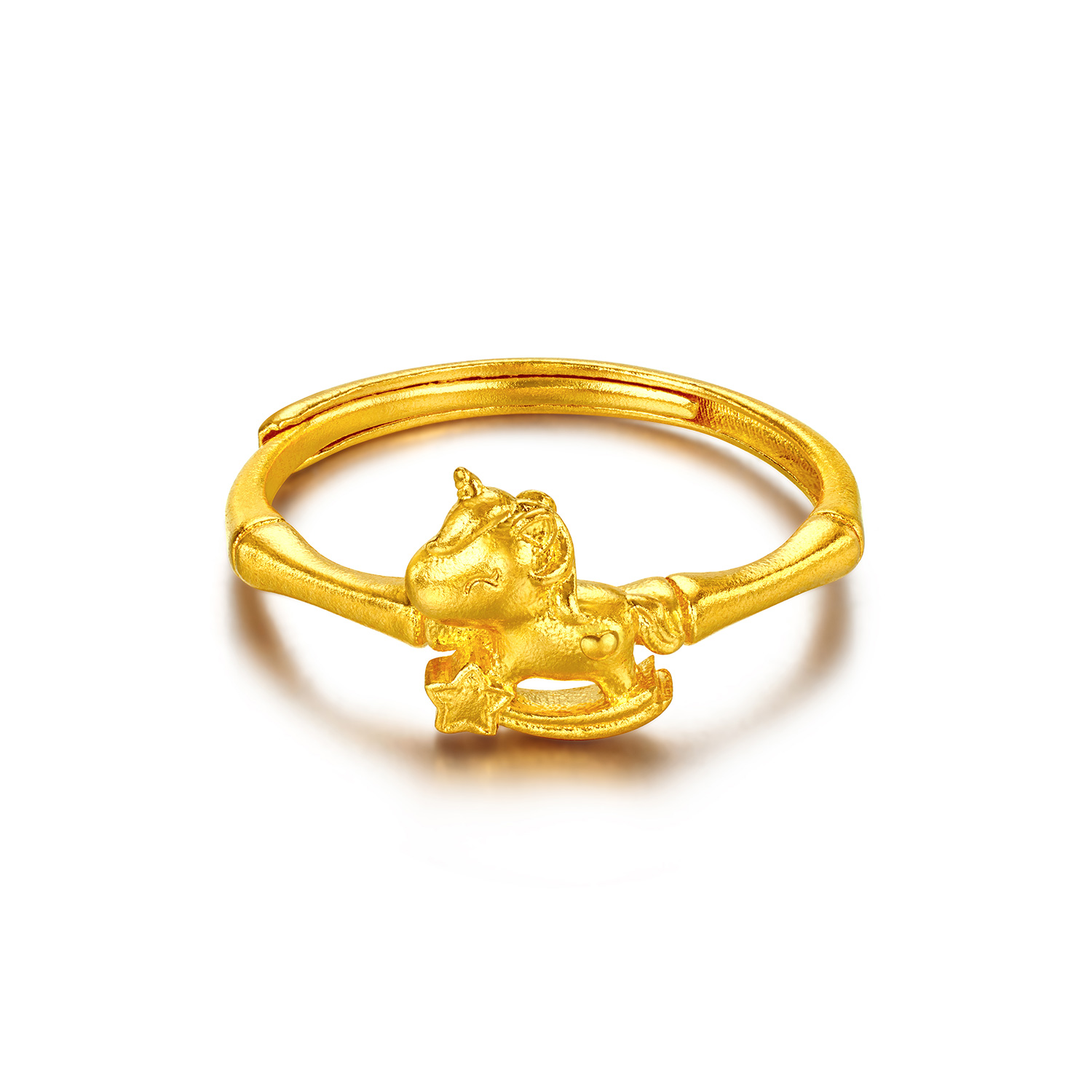 六福珠宝福满传家摇摇马黄金戒指女生肖马实心戒指计价G08G0006DS