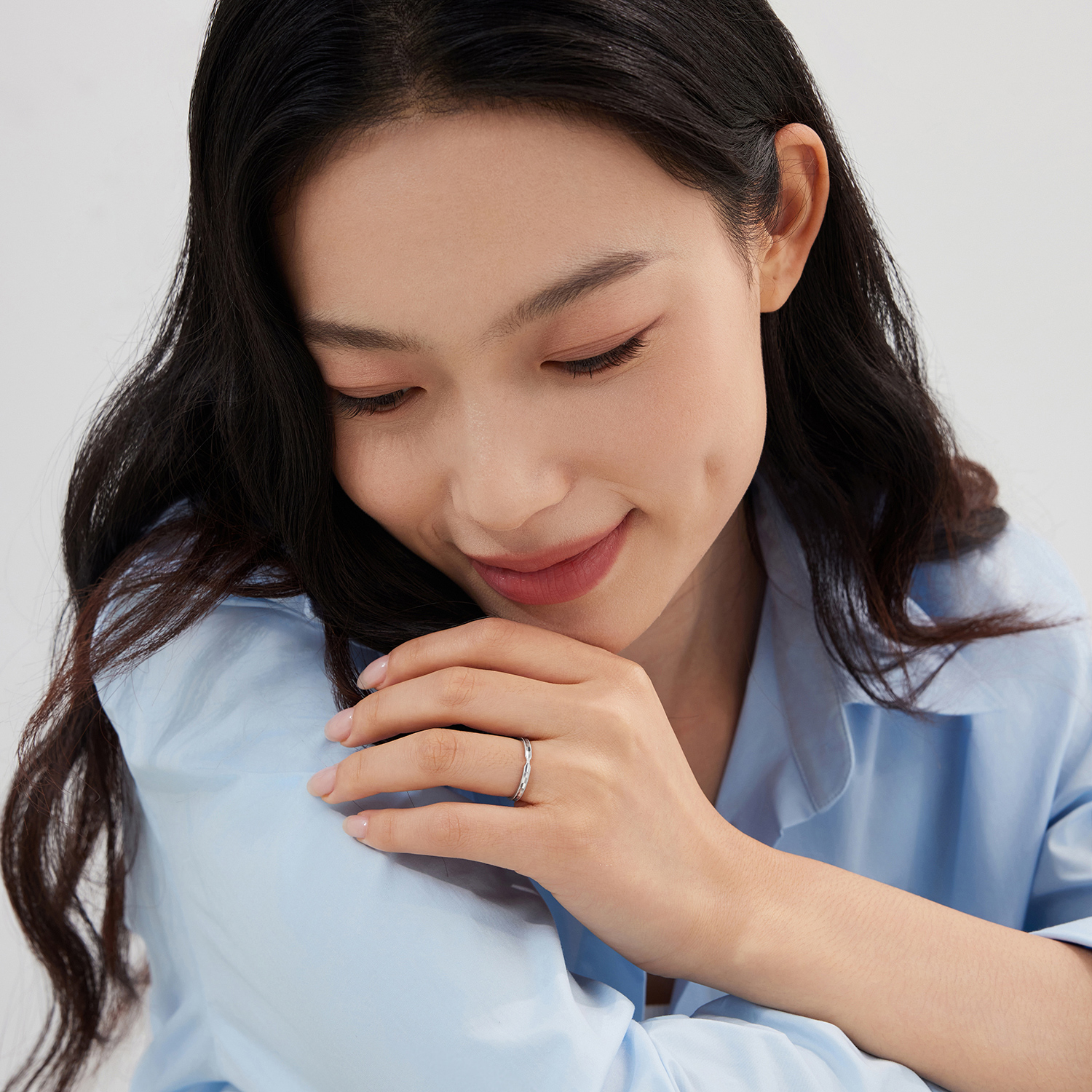 六福珠宝无限境地铂金戒指铂950简约白金实心戒指计价G07P0027DS