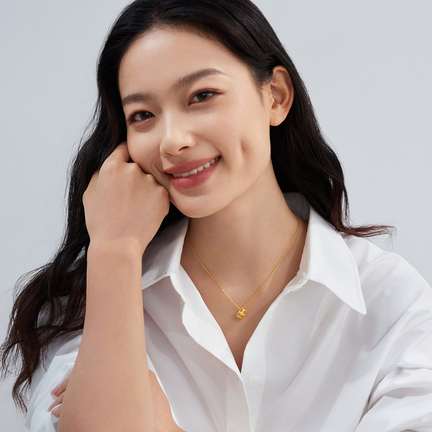 【店庆特惠】六福珠宝1314罗马数字黄金项链送女友金饰魅力套链计价GDG30051