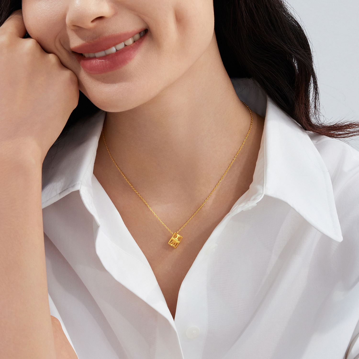 【店庆特惠】六福珠宝1314罗马数字黄金项链送女友金饰魅力套链计价GDG30051