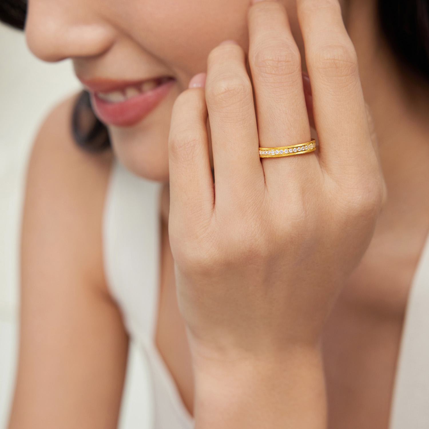 六福珠宝Goldstyle·X时光年轮黄金戒指男女钻石戒指七夕031695MA【联系客服补货】