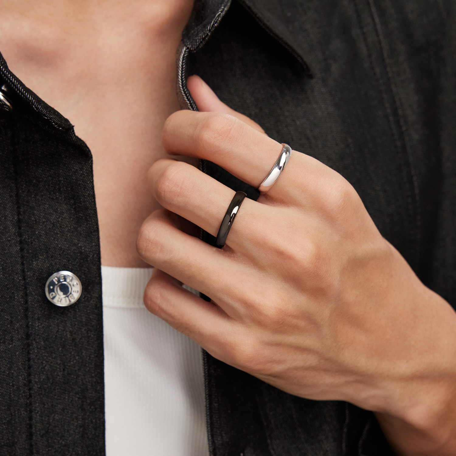 六福珠宝泥鳅背铂金戒指铂950电黑白金情侣对戒计价L04P0029DS【联系客服补货】