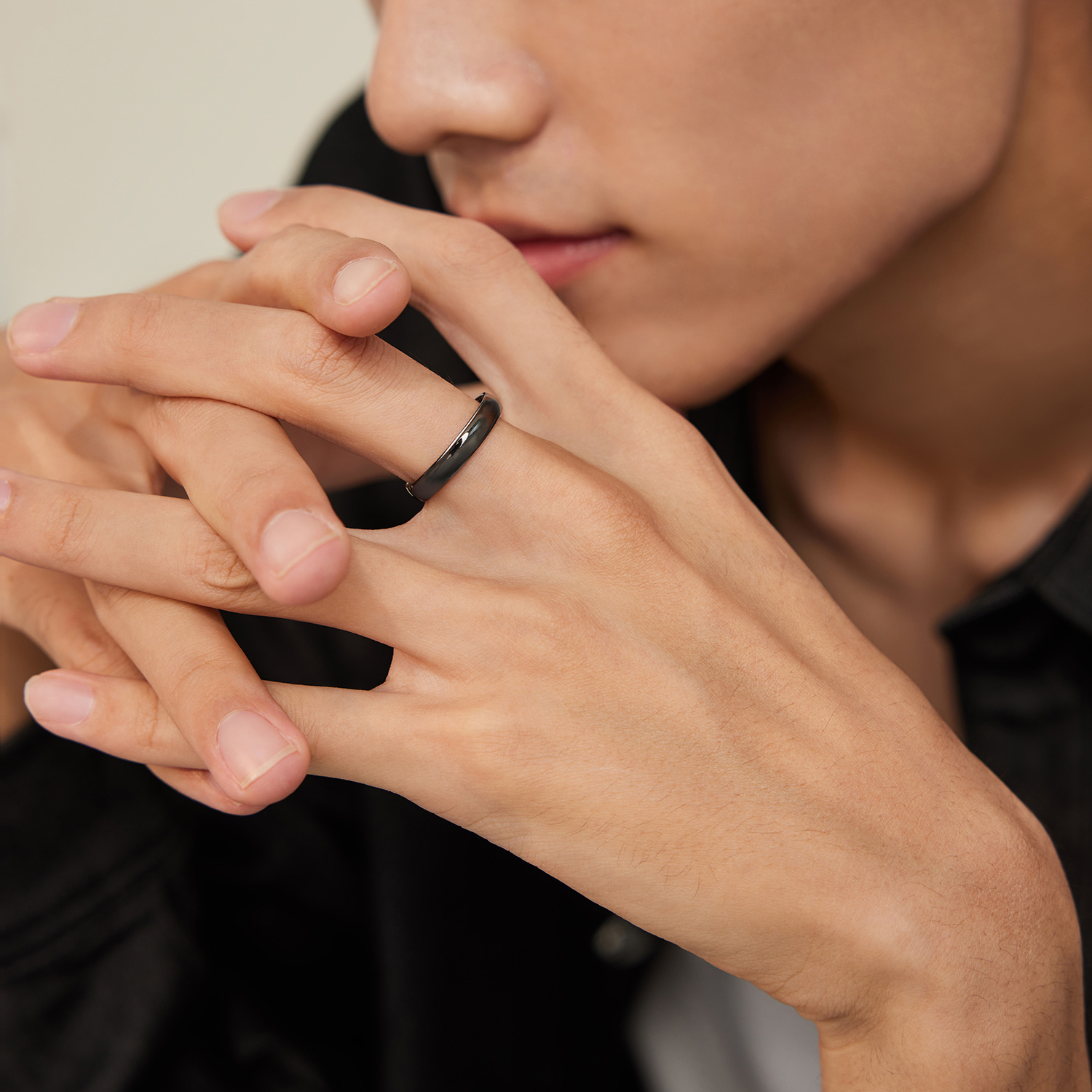 六福珠宝泥鳅背铂金戒指铂950电黑白金情侣对戒计价L04P0029DS【联系客服补货】