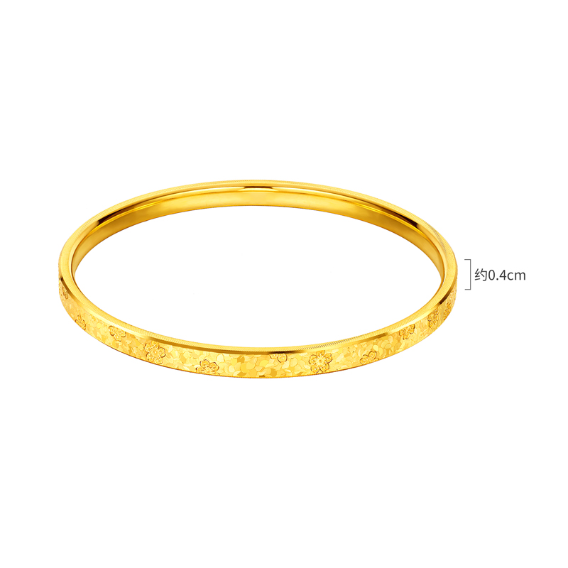 六福珠宝碎碎冰樱花黄金手镯女时尚5D硬金镯子首饰计价F63G0114DS新品10