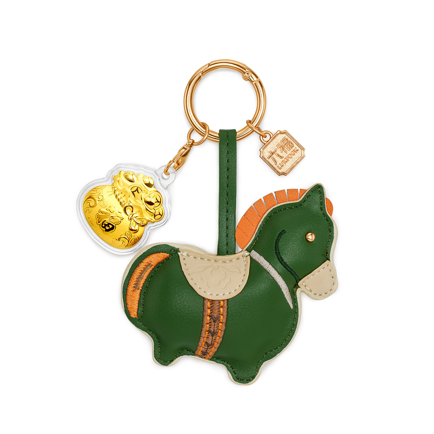 六福珠宝唐宫夜宴联名福气墩墩马福袋黄金章包包挂件配饰034866JA新品12